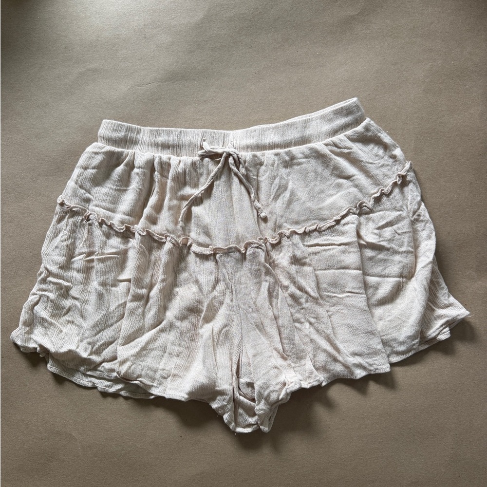 TALULAH Pale Blush Ruffle Gauze Shorts